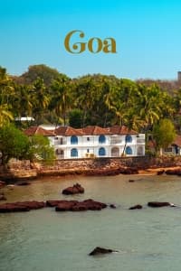 Coastal Goa shoreline lined with palms and villas